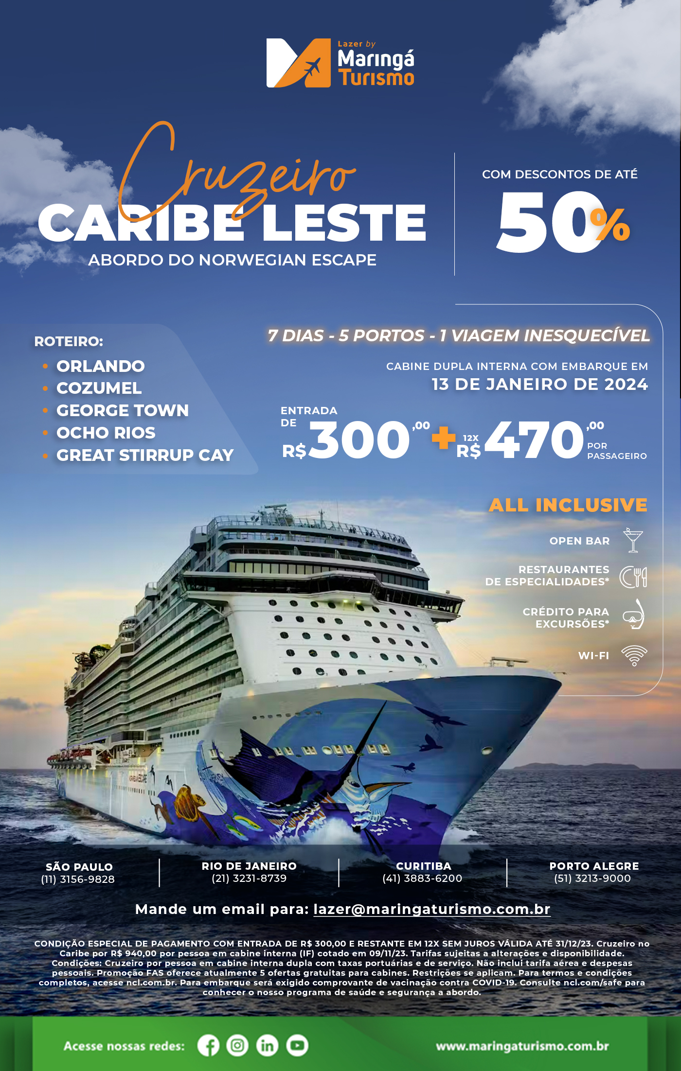 cruzeiro-promoção-desconto-caribe leste